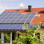 House with solar panels on the roof.